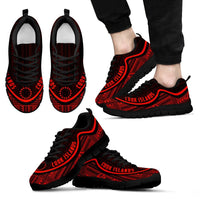 Cook Islands Wave Sneakers - Polynesian Pattern Red Color Men's Sneakers - Black - Cook Islands Black - Polynesian Pride