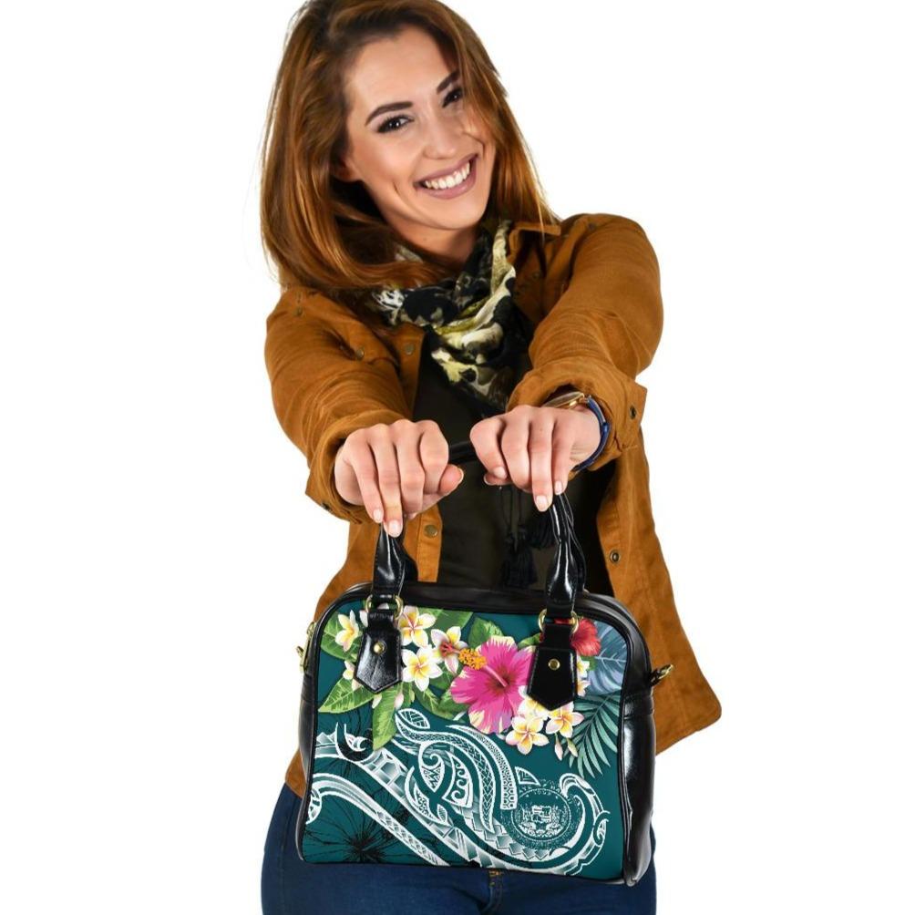 Polynesian Hawaii Shoulder Handbag - Summer Plumeria One Size Blue - Polynesian Pride