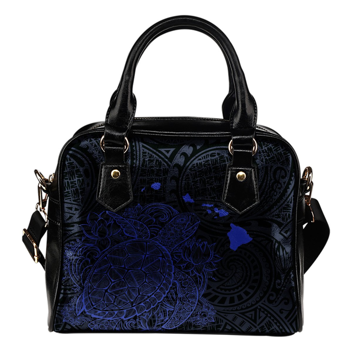 Polynesian Hawaii Shoulder Handbag - Turtle Map Blue Black One Size Black - Polynesian Pride