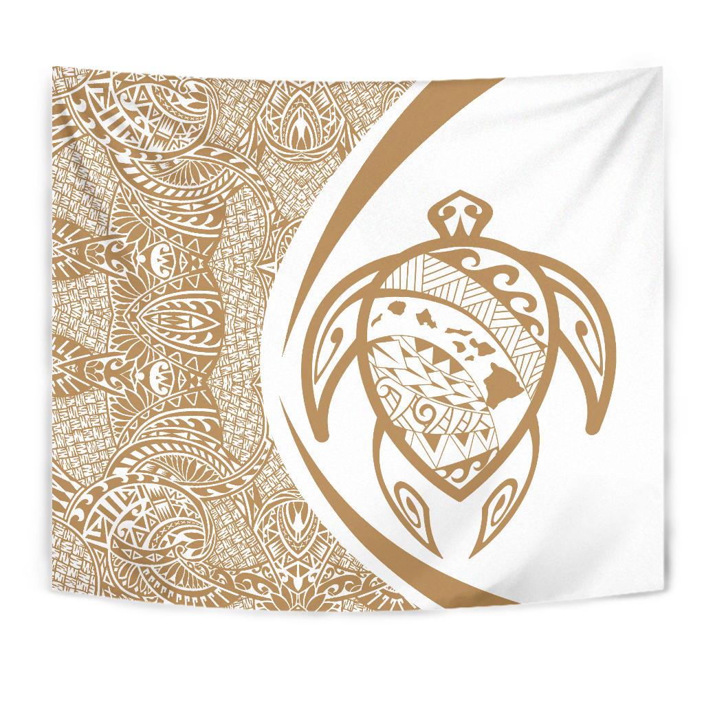 Hawaii Turtle Map Polynesian Tapestry - Circle Style - Polynesian Pride