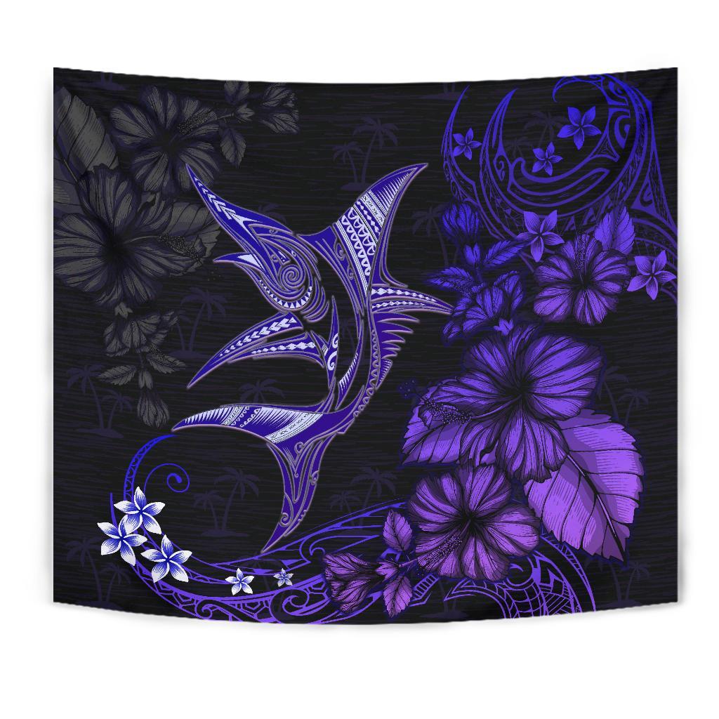 Marlin Polynesian Tapestry Hibiscus Polynesian Purple Blue - Polynesian Pride