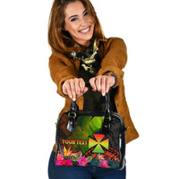 Wallis and Futuna Polynesian Personalised Shoulder Handbag - Hibiscus and Banana Leaves One Size Reggae - Polynesian Pride