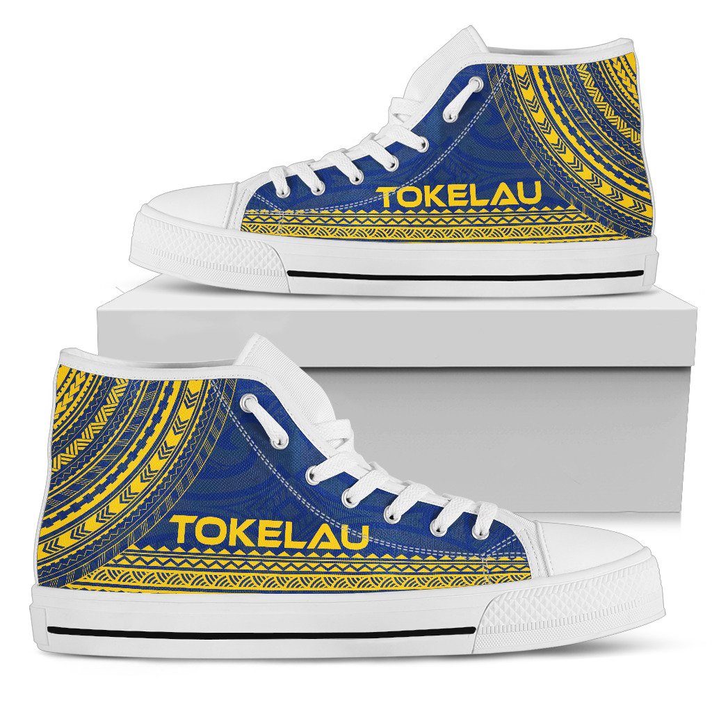 Tokelau High Top Shoes - Polynesian Flag Chief Version Unisex White - Polynesian Pride