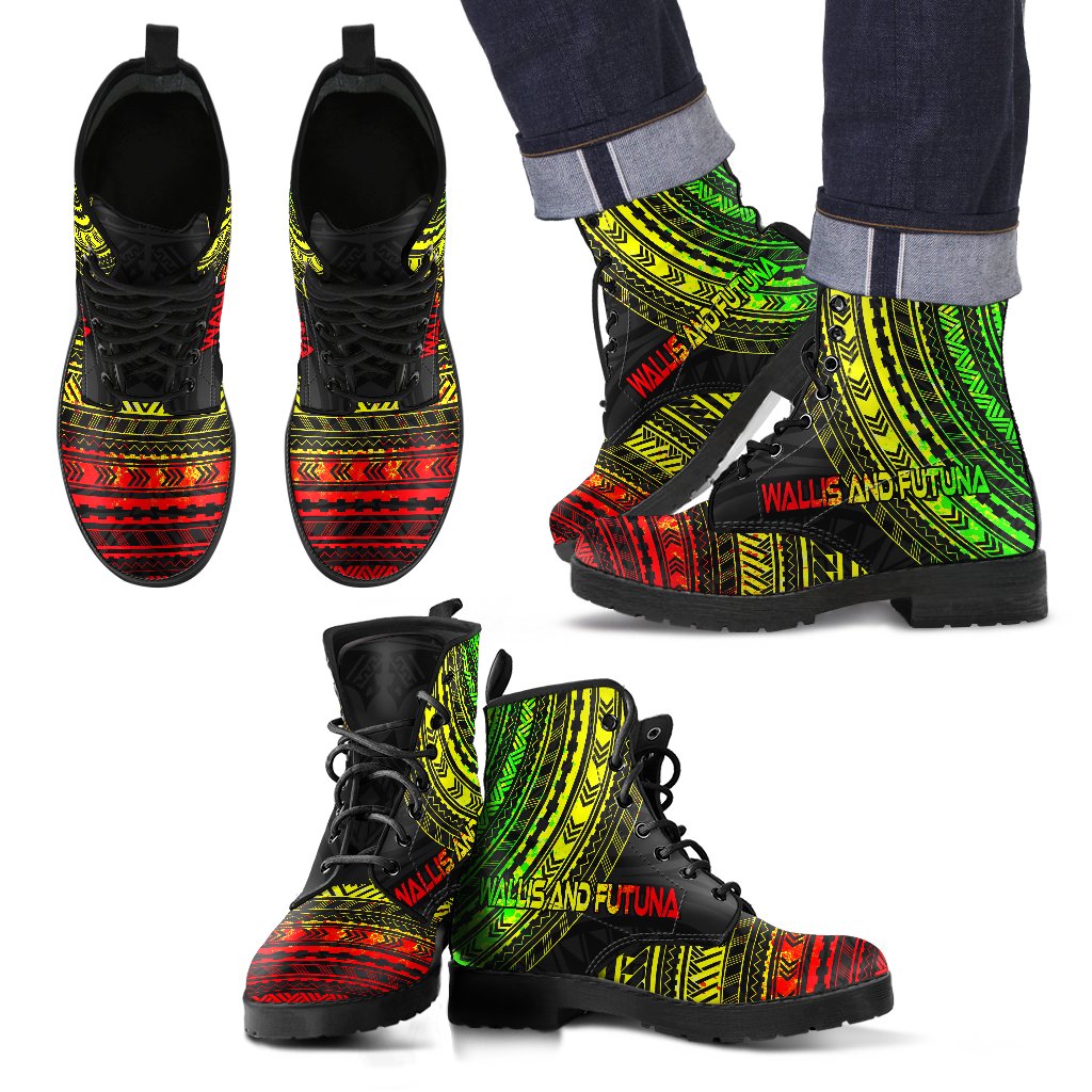 Wallis and Futuna Leather Boots - Polynesian Reggae Chief Version Black - Polynesian Pride