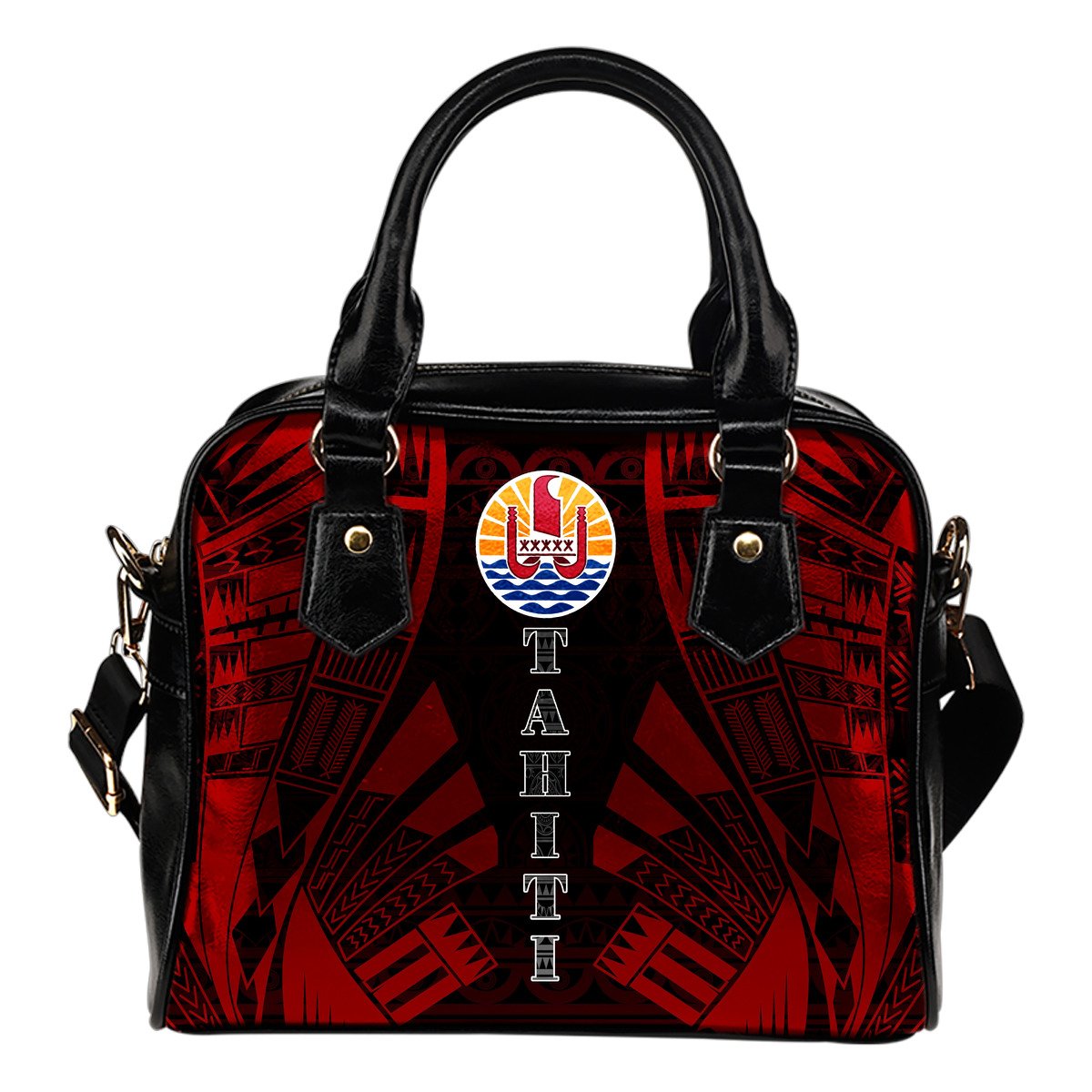 Tahiti Shoulder Handbag - Polynesian Tattoo Red One Size Red - Polynesian Pride