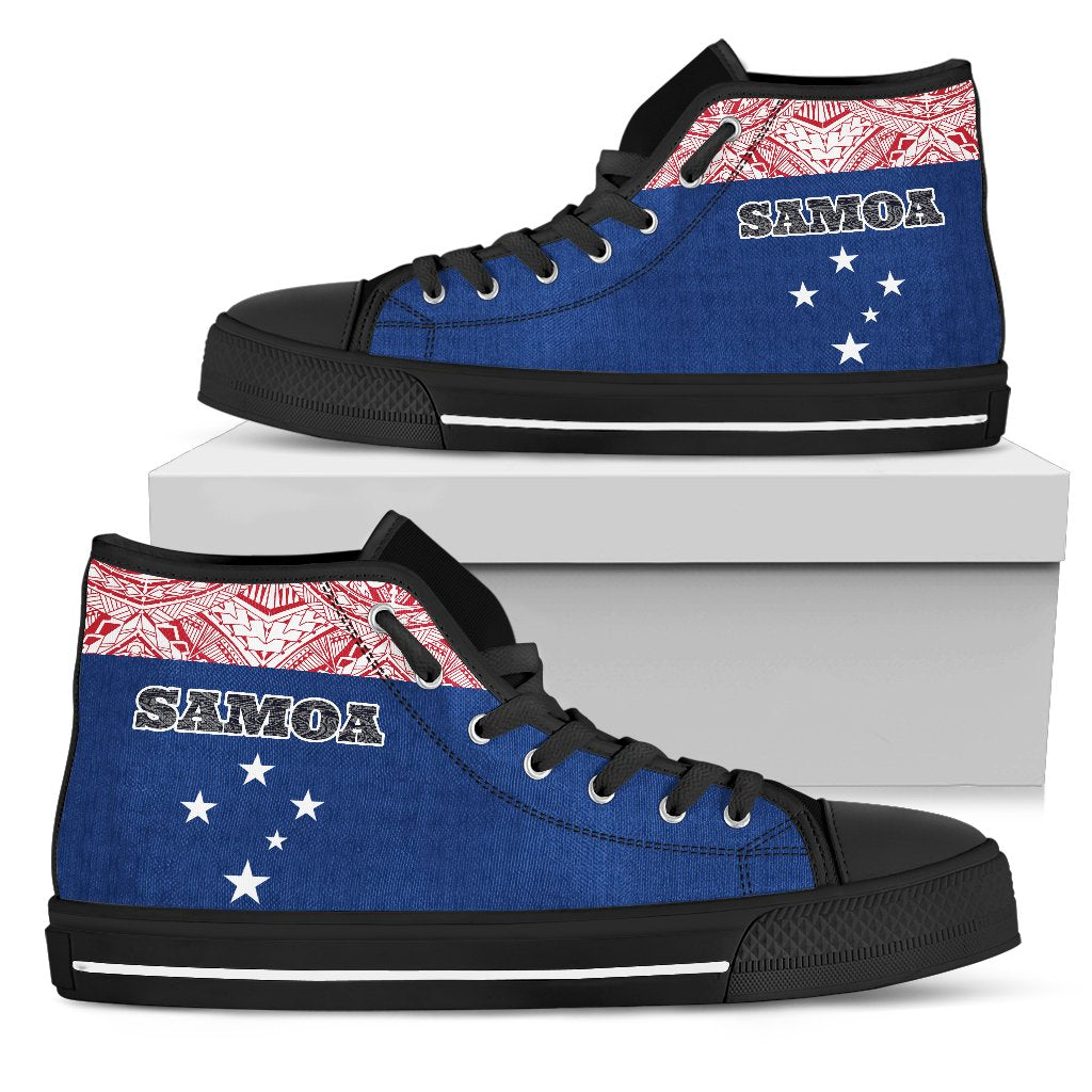 Samoa High Top Shoes - Polynesian Design Unisex Black - Polynesian Pride