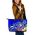 Guam Large Leather Tote Bag - Turtle Plumeria (Blue) Blue - Polynesian Pride