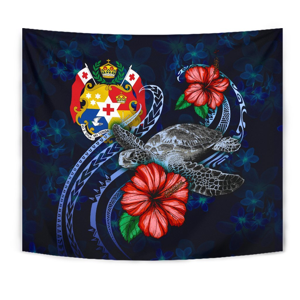 Tonga Polynesian Tapestry - Blue Turtle Hibiscus - Polynesian Pride