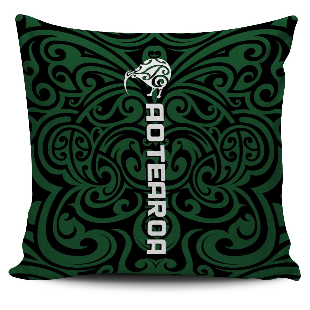 New Zealand Kiwi Pillow Cover, Maori Warrior Moko - Polynesian Pride