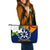 The Philippines Large Leather Tote Bag - Filipino Sampaguita Blue - Polynesian Pride