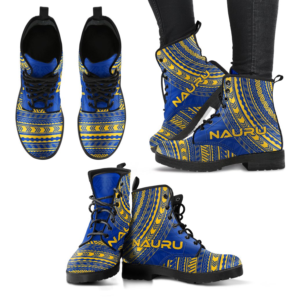 nauru Leather Boots - Polynesian Flag Chief Version - Polynesian Pride