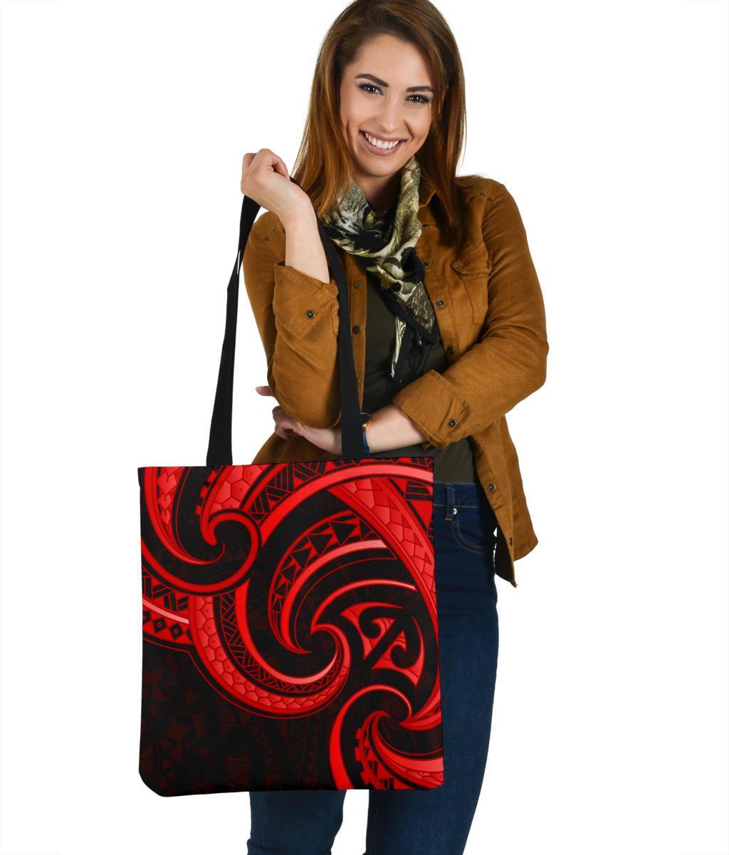 New Zealand Maori Mangopare Tote Bag Polynesian - Red Tote Bag One Size Red - Polynesian Pride