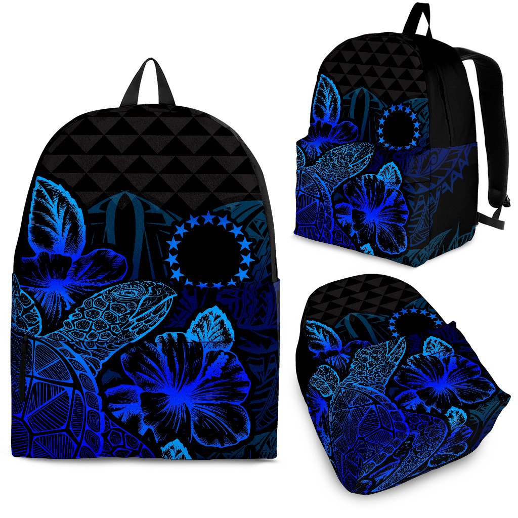 Cook Islands Polynesian Backpack Turtle Hibiscus Blue Blue - Polynesian Pride