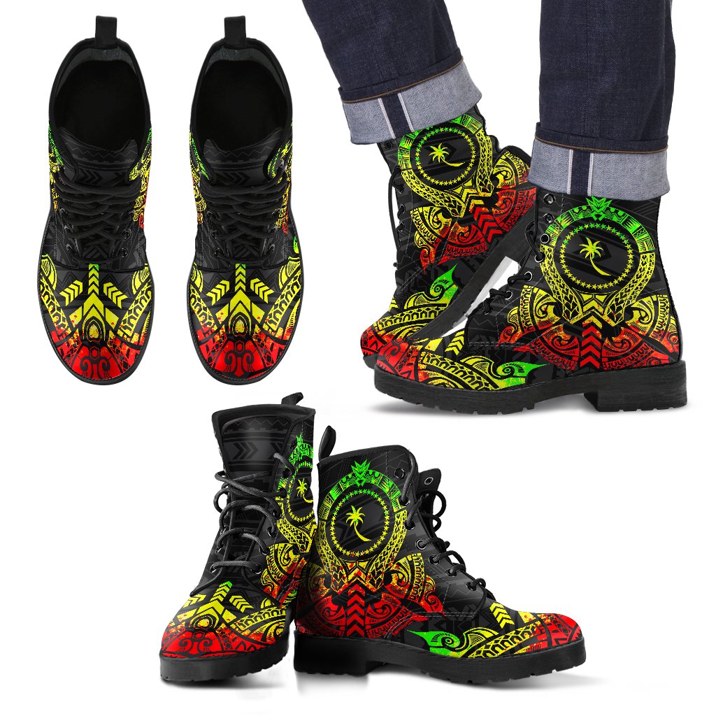 Chuuk Leather Boots - Tribal Reggae Reggae - Polynesian Pride