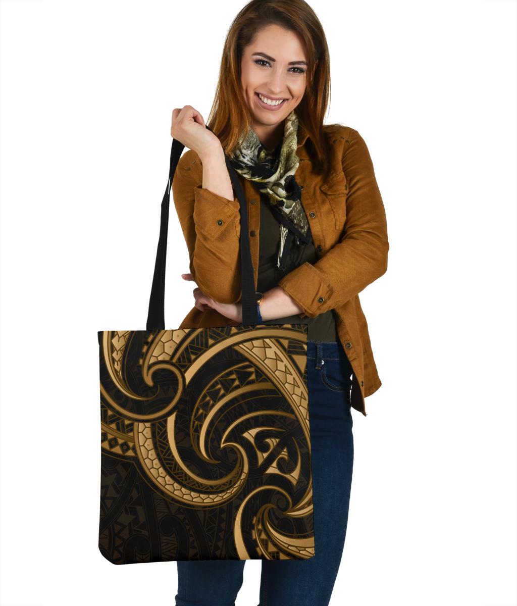 New Zealand Maori Mangopare Tote Bag Polynesian - Gold Tote Bag One Size Gold - Polynesian Pride