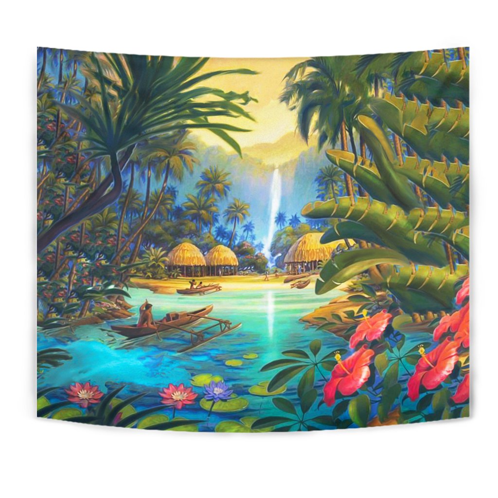 Vintage Village Tapestry Wall Tapestry Yellow - Polynesian Pride