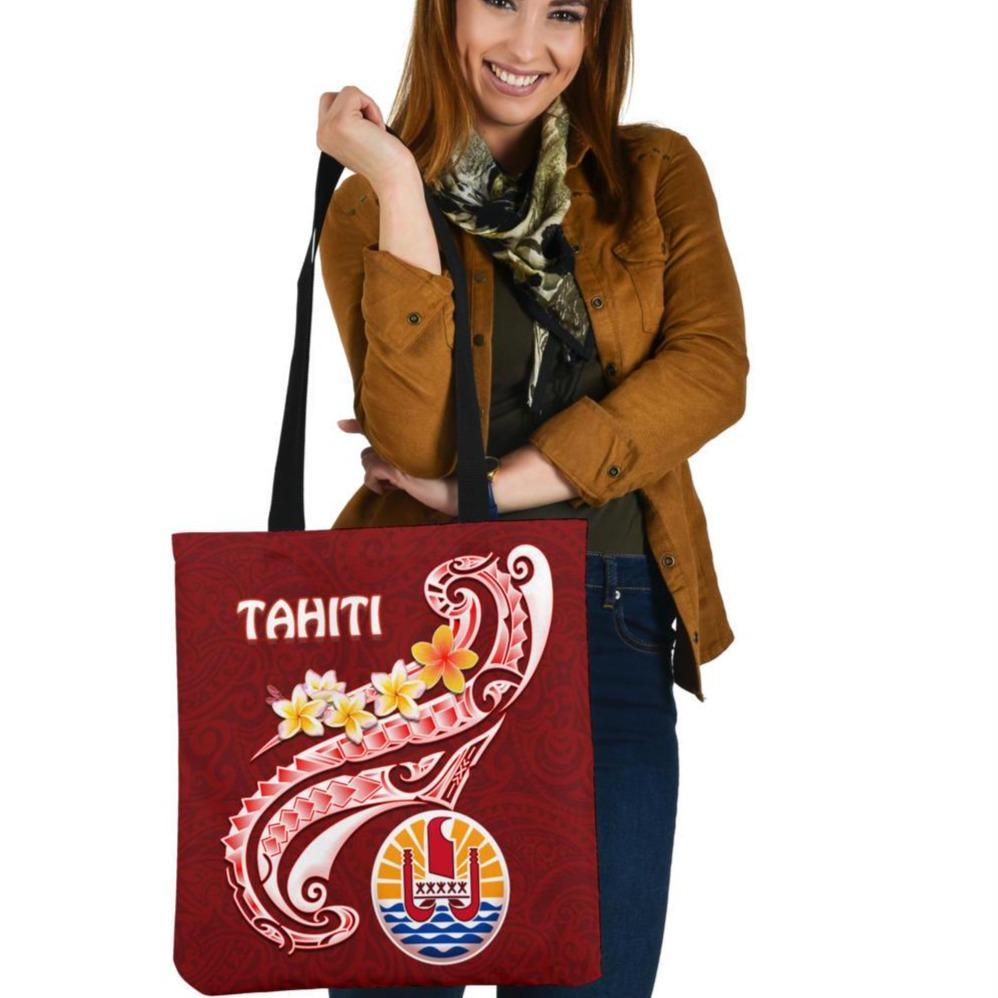 Tahiti Tote Bags - Tahiti Seal Polynesian Patterns Plumeria Tote Bag One Size Red - Polynesian Pride