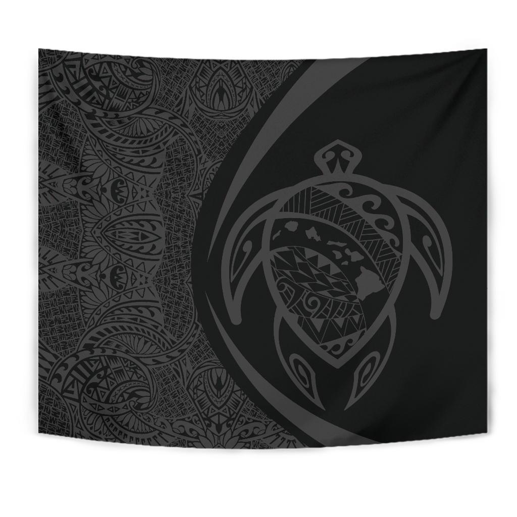 Hawaii Turtle Map Polynesian Tapestry - Gray - Circle Style - Polynesian Pride
