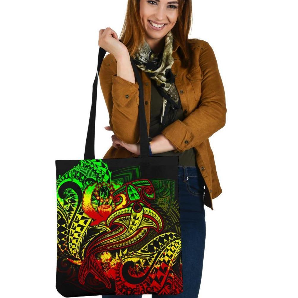 Pohnpei Tote Bags - Reggae Shark Polynesian Tattoo Tote Bag One Size Reggae - Polynesian Pride