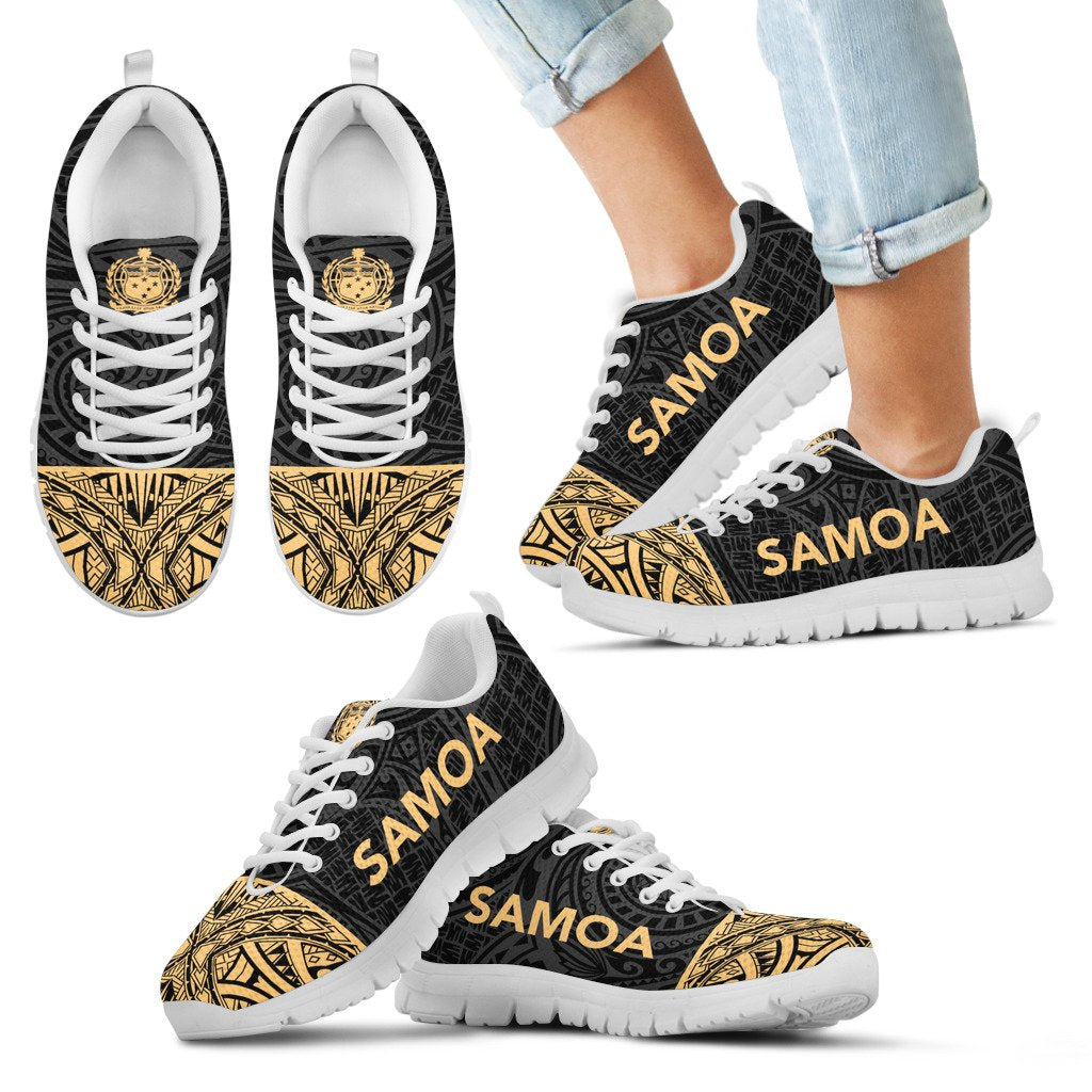 Samoa Sneakers - Samoa Coat Of Arms Polynesian Tattoo Gold Style - Polynesian Pride