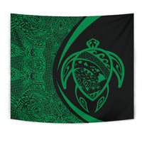 Hawaii Turtle Map Polynesian Tapestry - Green - Circle Style - Polynesian Pride