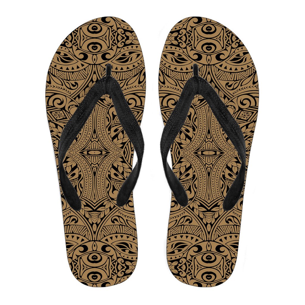 Polynesian Culture Gold Flip Flops Men's Flip Flops - Black - 1 - Polynesian Pride