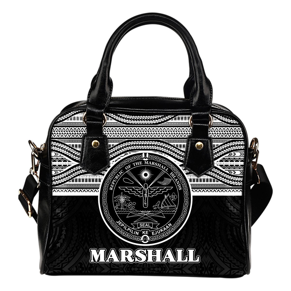 Marshall Islands Shoulder Handbag - White Black Version One Size Black - Polynesian Pride