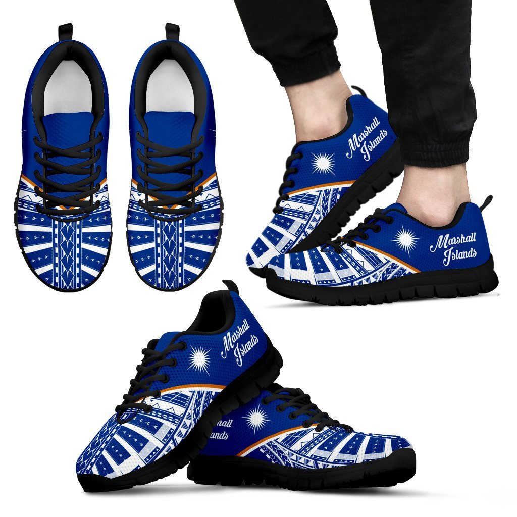 Marshall Islands Rising Sneakers - Marshall Islands Flag 2nd - A16 Unisex Black - Polynesian Pride
