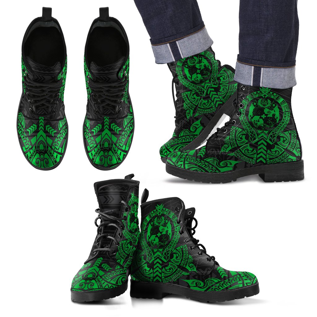 Tonga Leather Boots - Tribal Green Green - Polynesian Pride