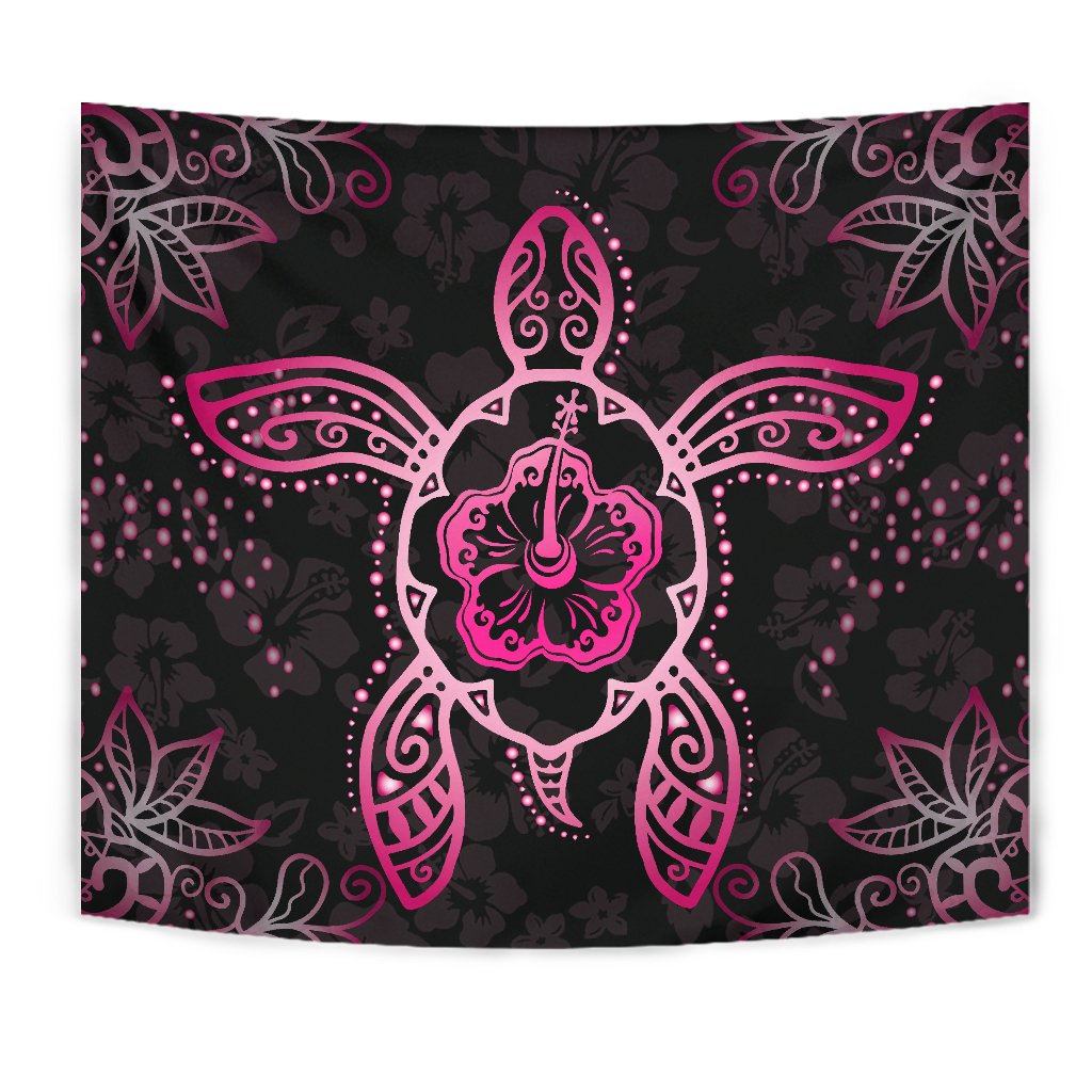 Turtle Hibiscus Pink Tapestry Wall Tapestry Pink - Polynesian Pride