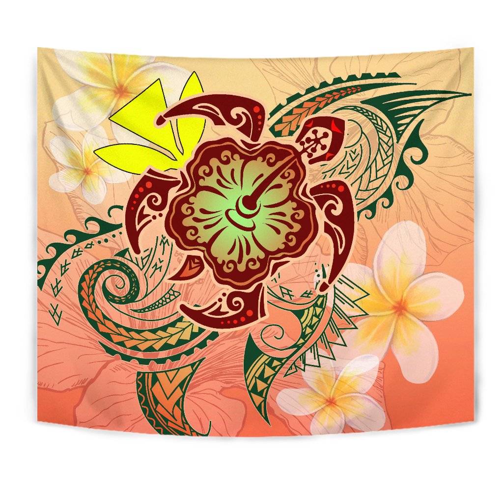 Hawaii Turtle Kanaka Plumeria Hibiscus Tapestry - Kity Style - AH - Polynesian Pride