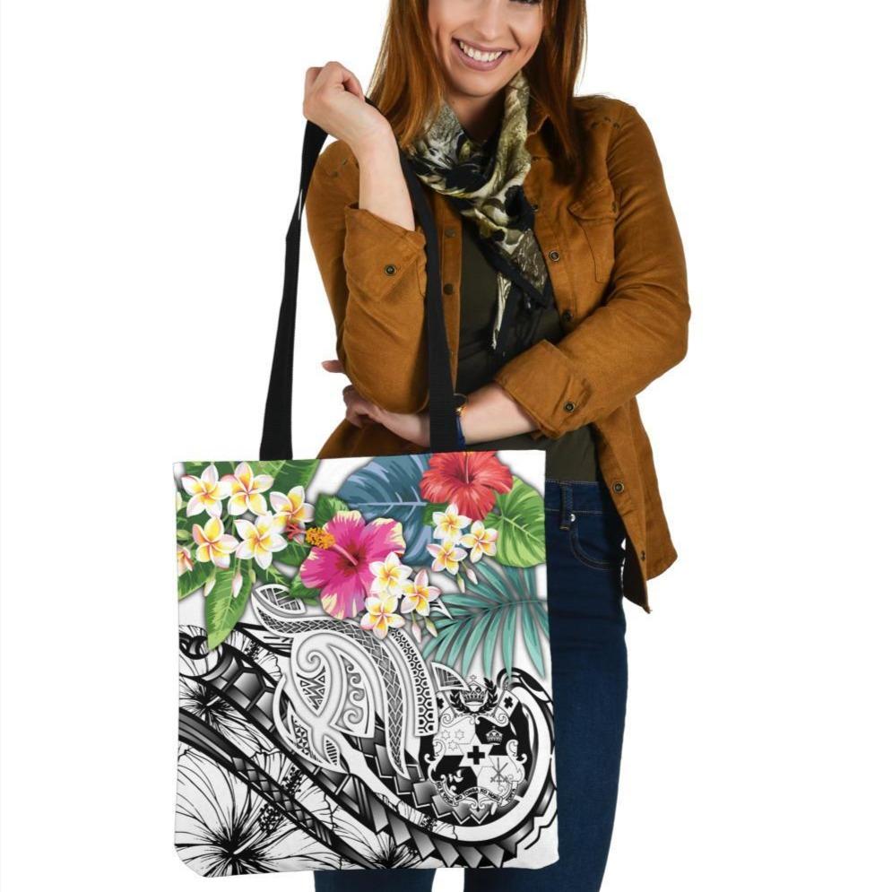Tonga Polynesian Tote Bags - Summer Plumeria (White) Tote Bag One Size White - Polynesian Pride