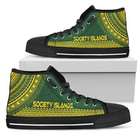 Society Islands High Top Shoes - Polynesian Flag Chief Version - Polynesian Pride
