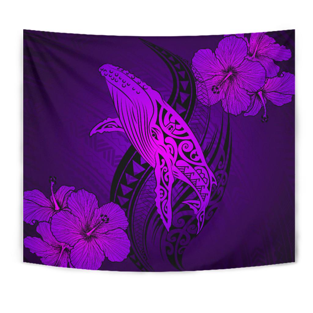 Hawaii Whale Swim Poly Purple Tapestry - Polynesian Pride