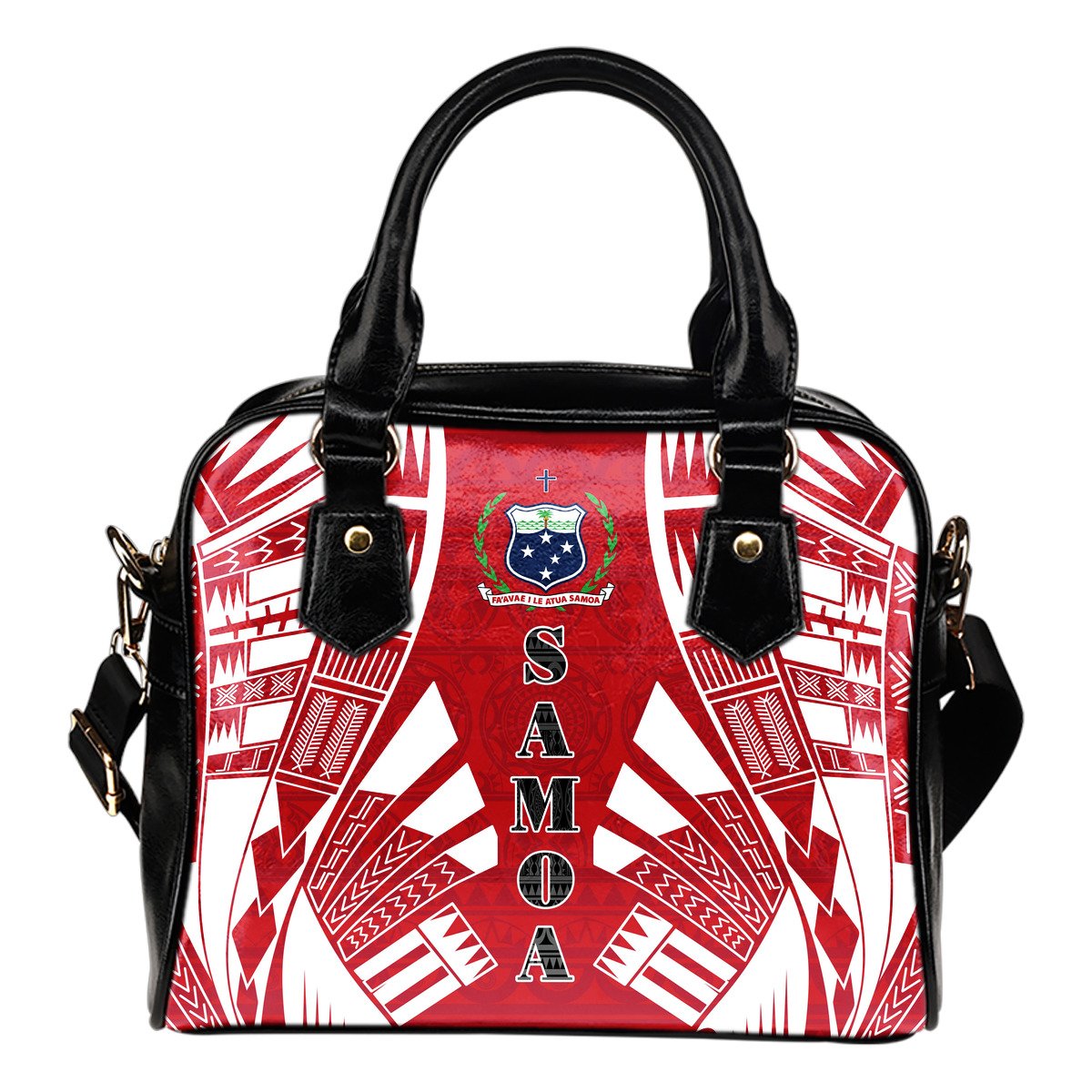 Samoa Shoulder Handbag - Polynesian Tattoo Flag One Size White - Polynesian Pride