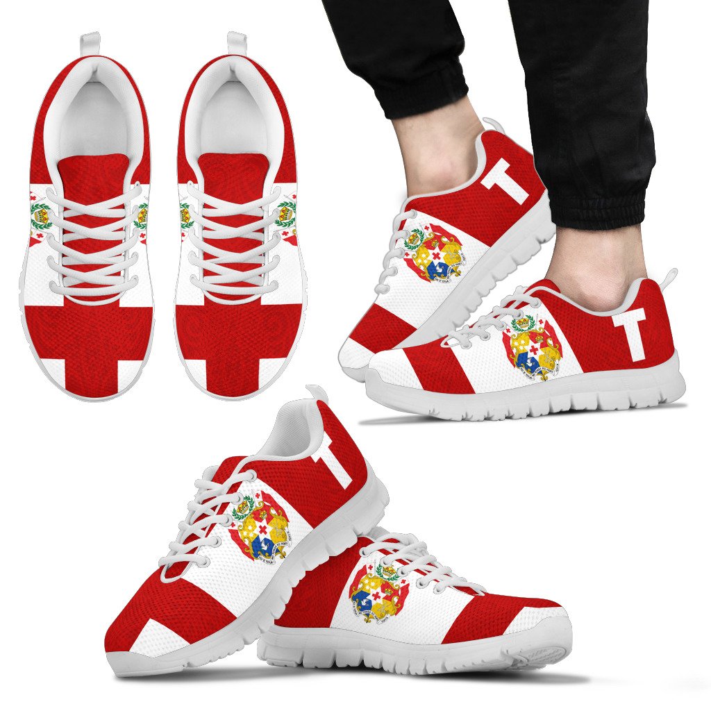 Tonga Sneakers - Tonga Flag Coat Of Arms Unisex White - Polynesian Pride