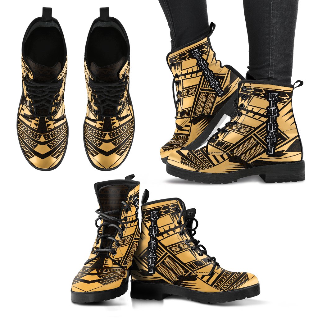 Kiribati Leather Boots - Polynesian Tattoo Gold - Polynesian Pride