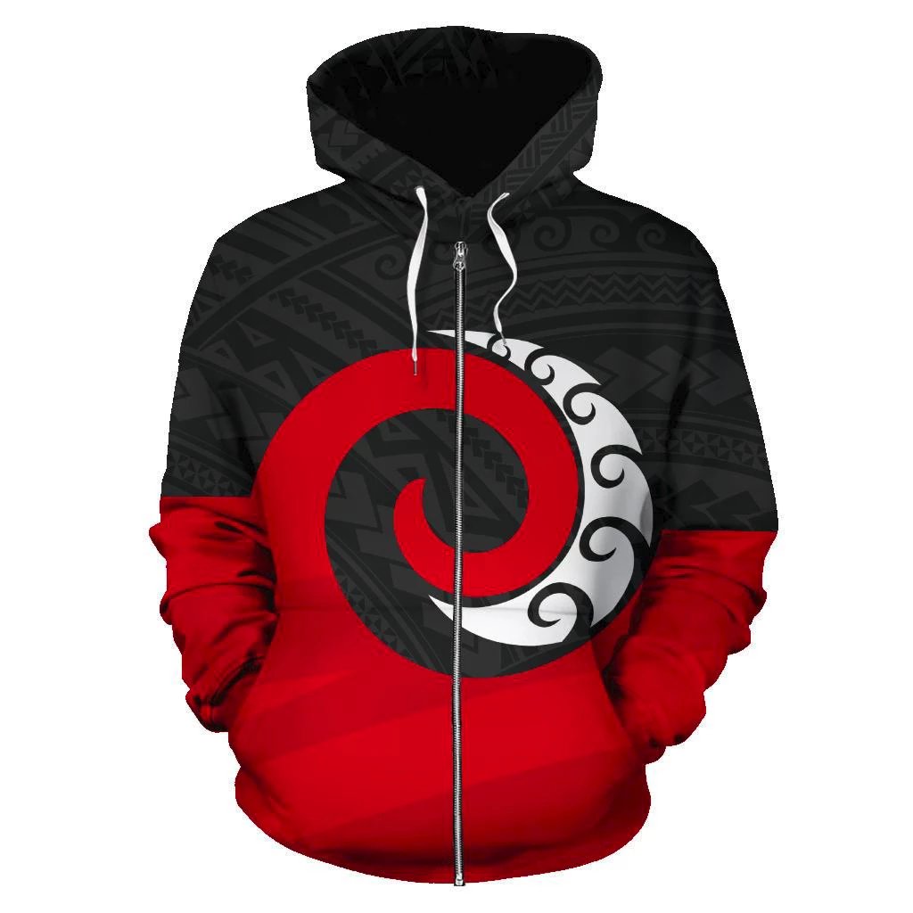 New Zealand Maori Koru Zip up Hoodie Unisex Mutiple - Polynesian Pride