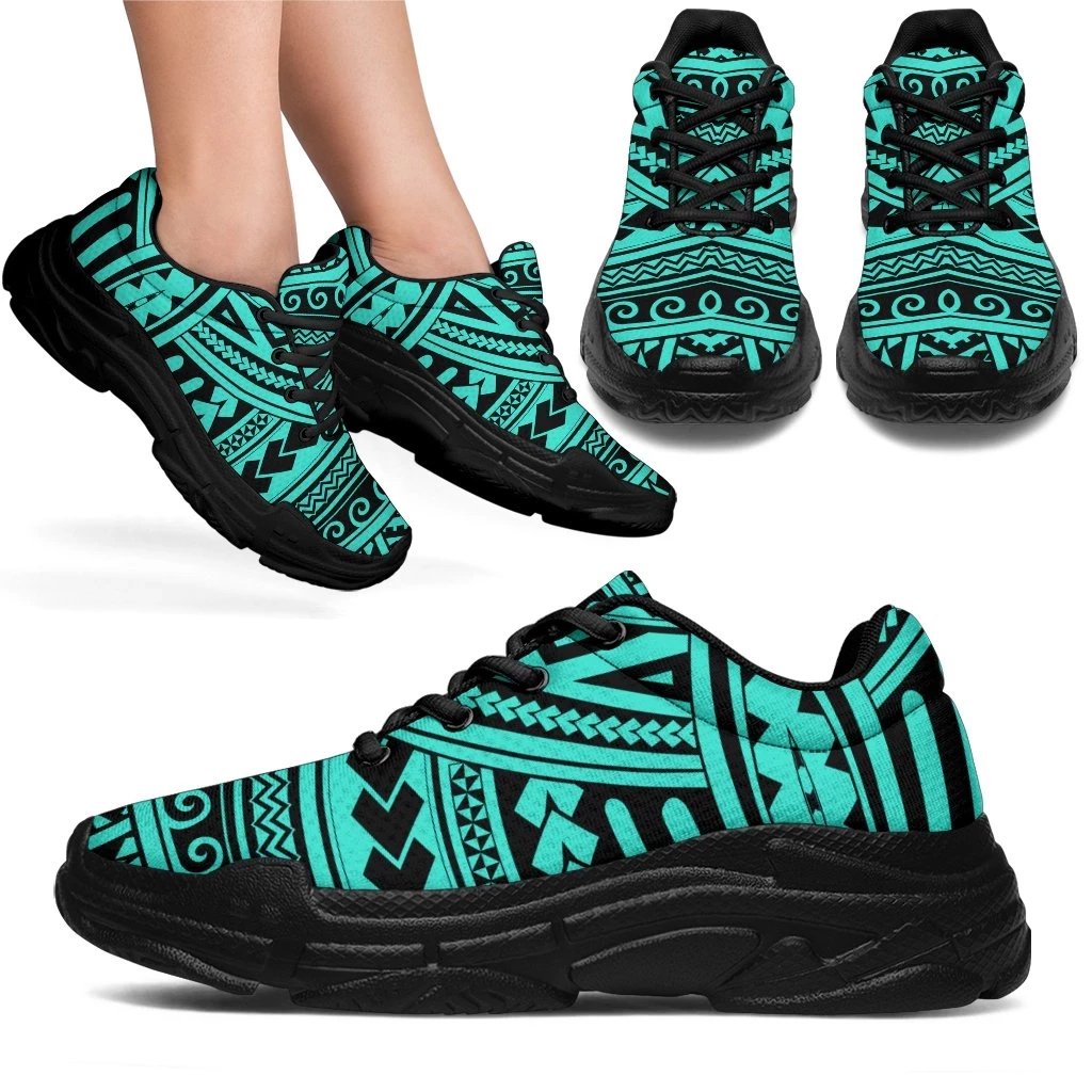 Polynesian Seamless Turquoise Chunky Sneakers - Polynesian Pride