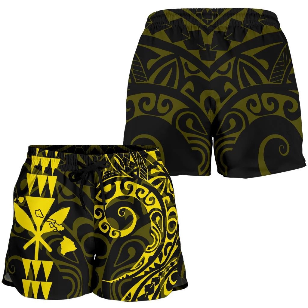 Kanaka Hawaii Map Yellow Polynesian Women's Shorts Women Yellow - Polynesian Pride