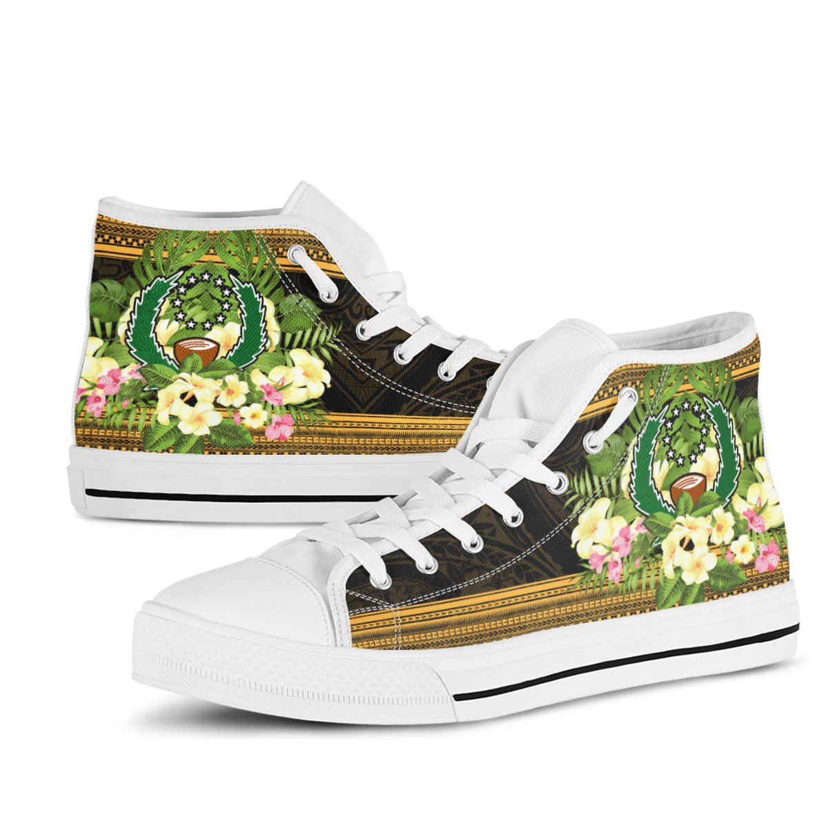 Pohnpei High Top Shoes - Polynesian Gold Patterns Collection - Polynesian Pride