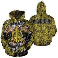 Honu Polynesian Yellow Hawaii Turtle Hoodie (Zip) Unisex Yellow - Polynesian Pride