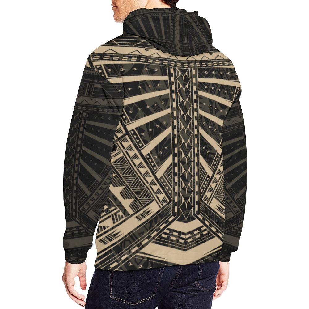 Polynesian Tattoo All Over Hoodie Gold - Polynesian Pride