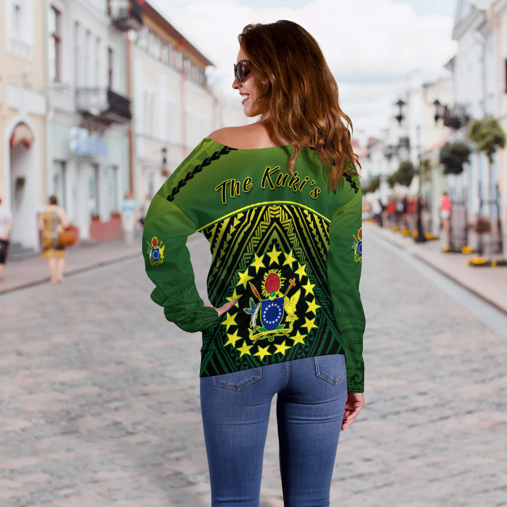 The Kuki's Off Shoulder Sweater Cook Islands Rugby LT13 - Polynesian Pride