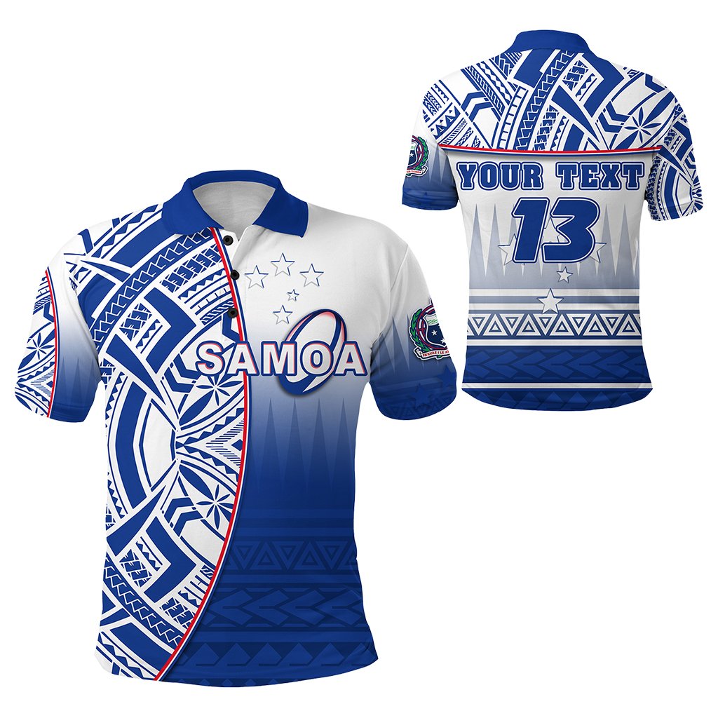 Custom Manu Samoa Rugby Polo Shirt Impressive Version Custom Text and Number Unisex Blue - Polynesian Pride