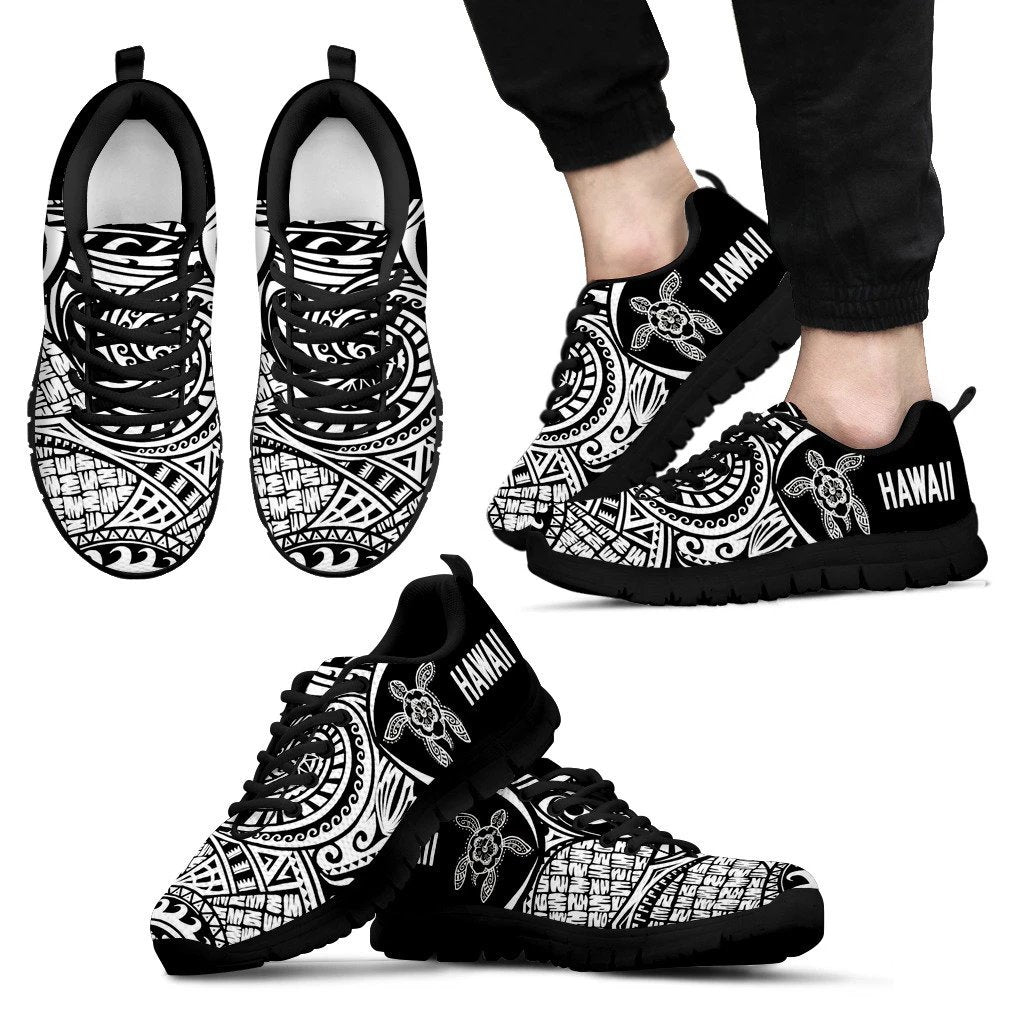 Hawaii Turtle Polynesian Sneakers - Circle Style - White Men's Sneakers Black - Polynesian Pride