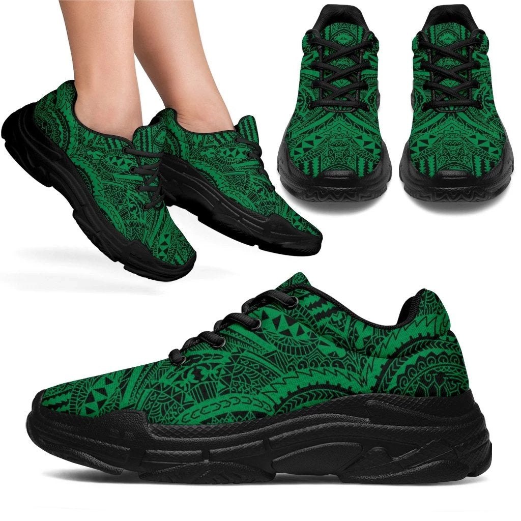 Polynesian Symmetry Green Chunky Sneakers - Polynesian Pride