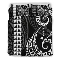 Hawaiian Map Polynesian Bedding Set White Black - Polynesian Pride