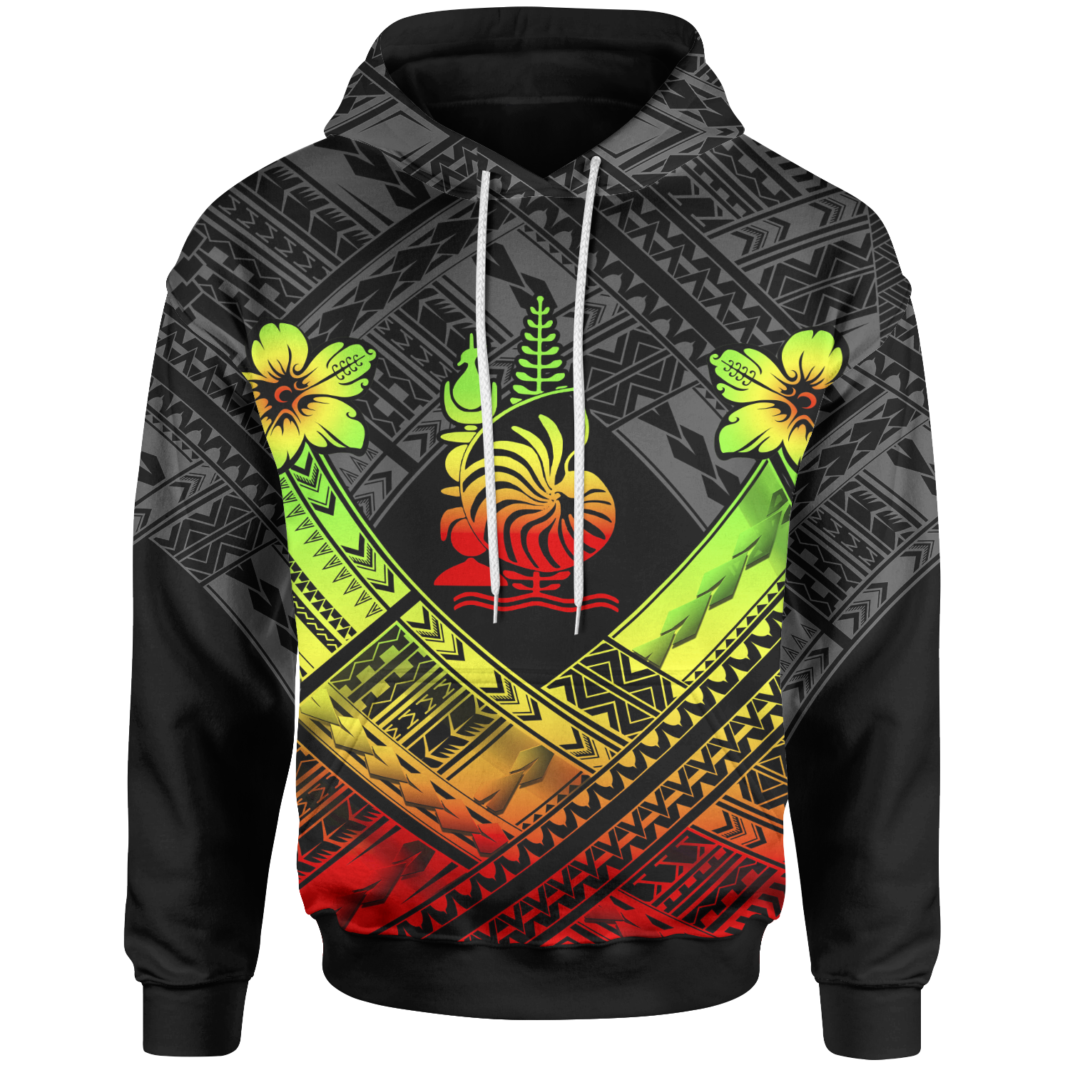 New Caledonia Polynesian Hoodie New Caledonia Reggae Seal Camisole Hibiscus Style Unisex Reggae - Polynesian Pride