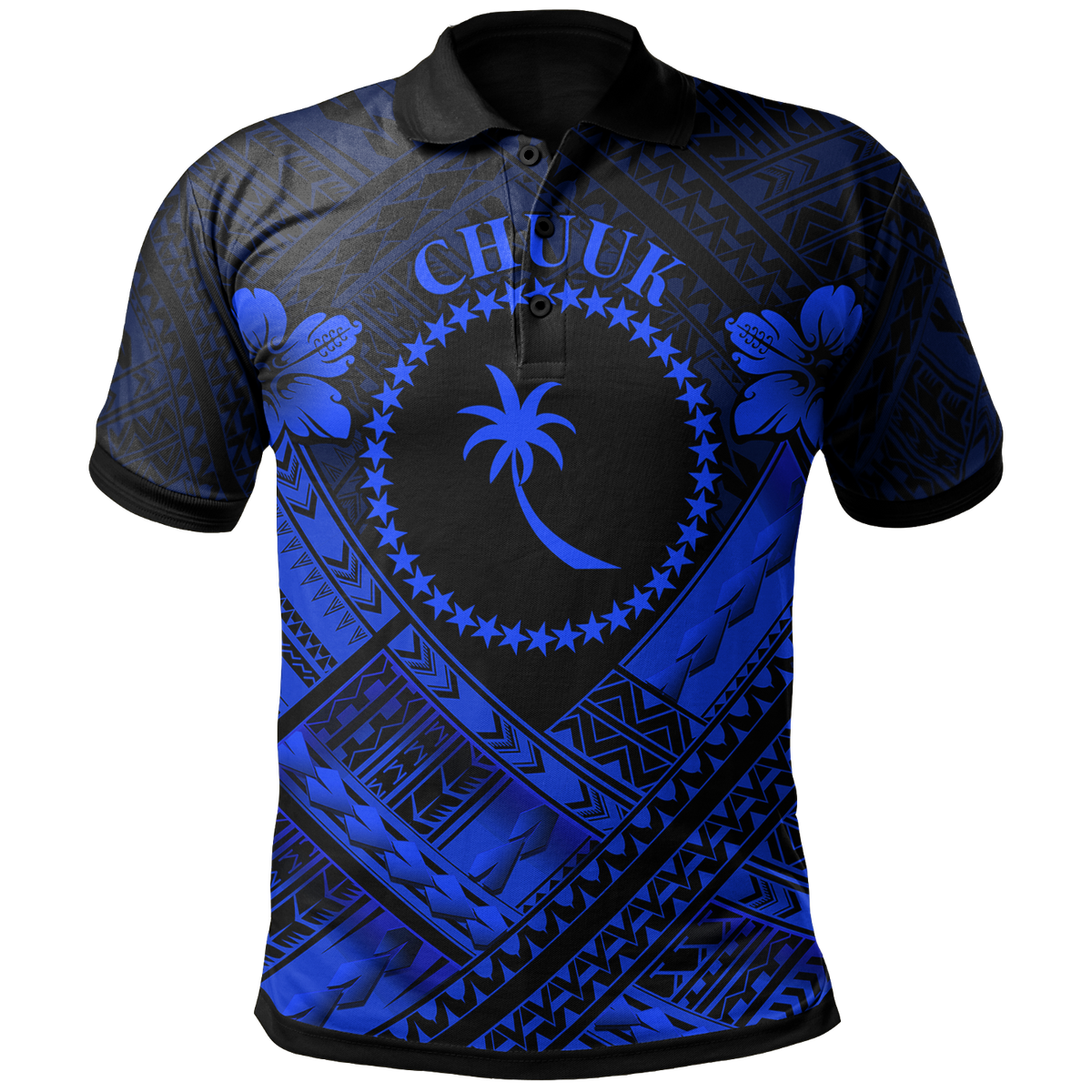 Chuuk Polynesian Polo Shirt Truk Blue Seal Camisole Hibiscus Style Unisex Blue - Polynesian Pride